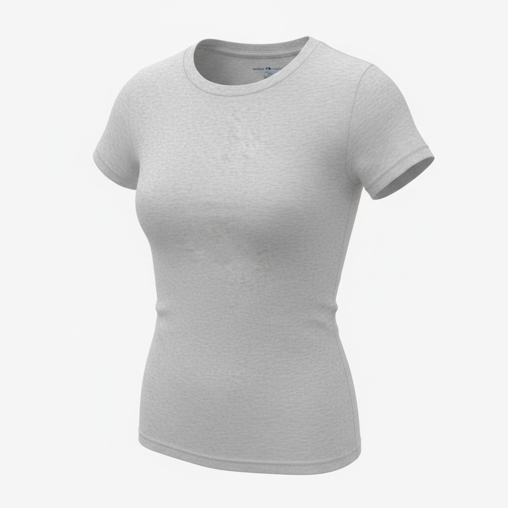 Brandy Melville Womens Heather Grey Cotton Short Sleeve Crewneck Fitted Tee New
